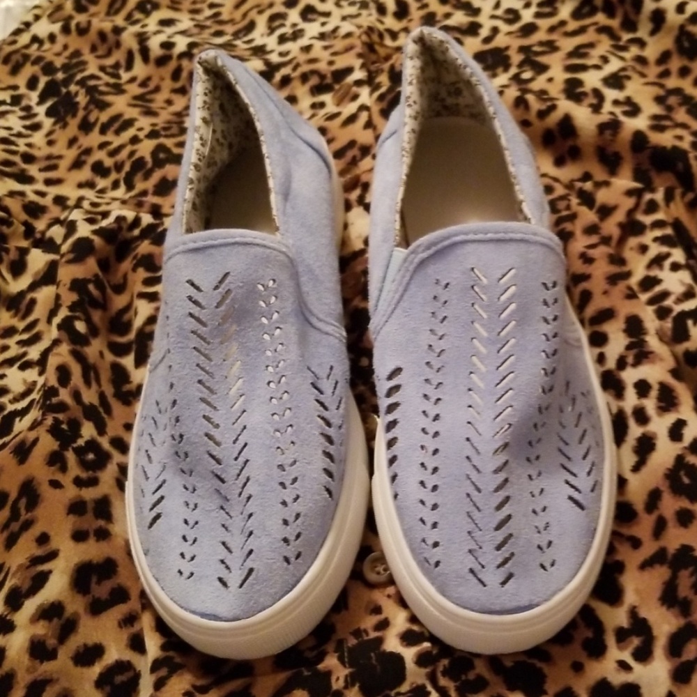Blue suede sneakers by Just Fashion Now in size 8.